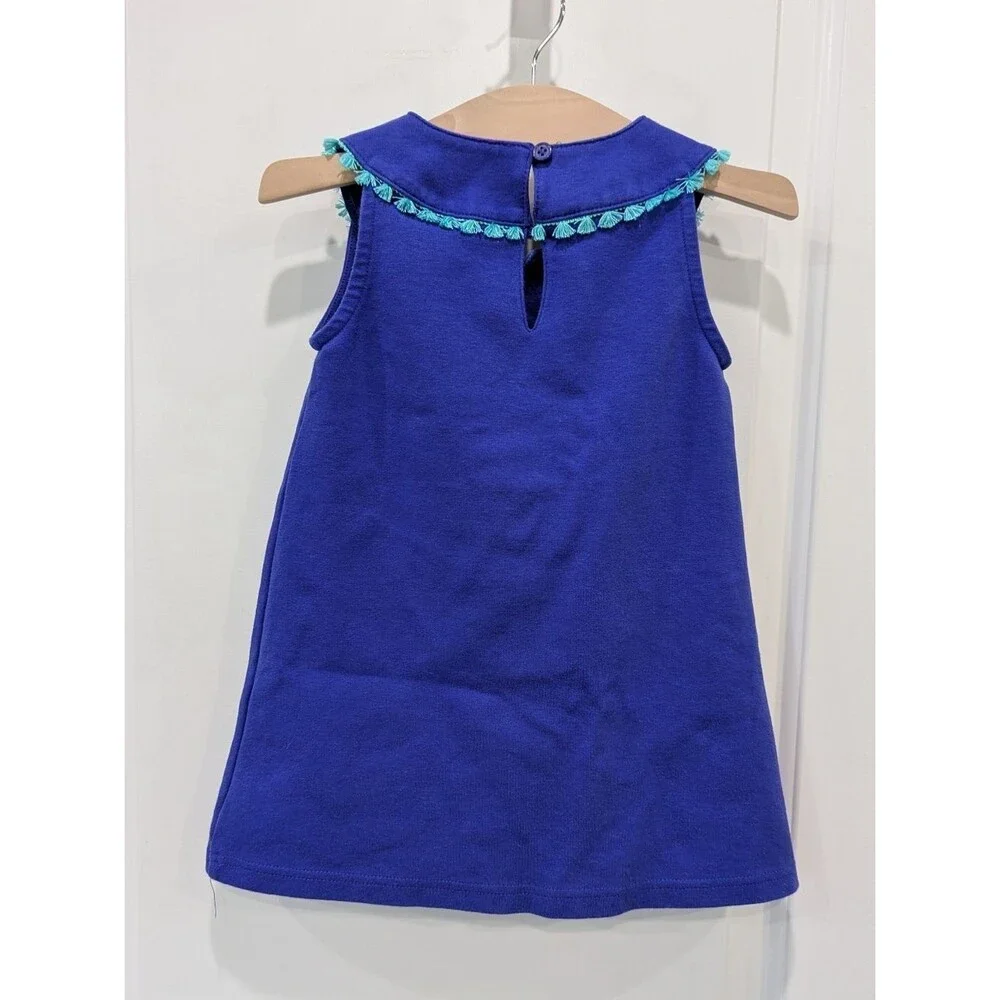 Gymboree Kids Blue Aqua White Embroidery Tank Sleeveless A Line Dress Girls 4 XS
